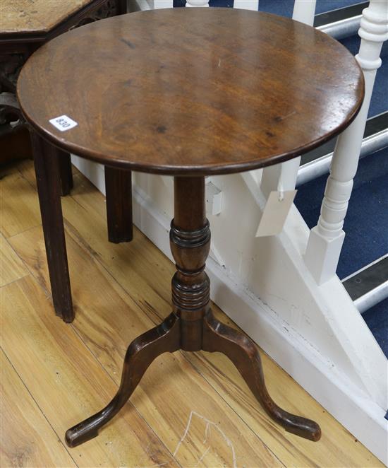 A mahogany tilt-top tripod wine table, W.48cm